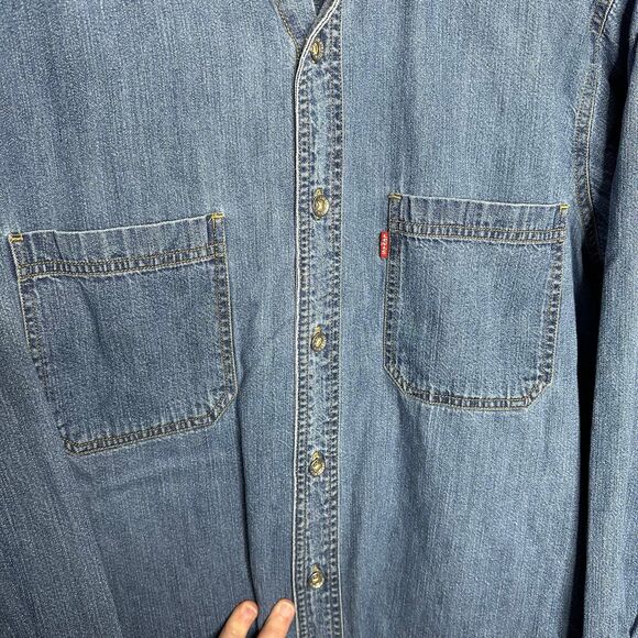 Vintage 2002 Y2K Levi’s Loose Fit Denim Button Down Shirt Size Small - Picture 3 of 7